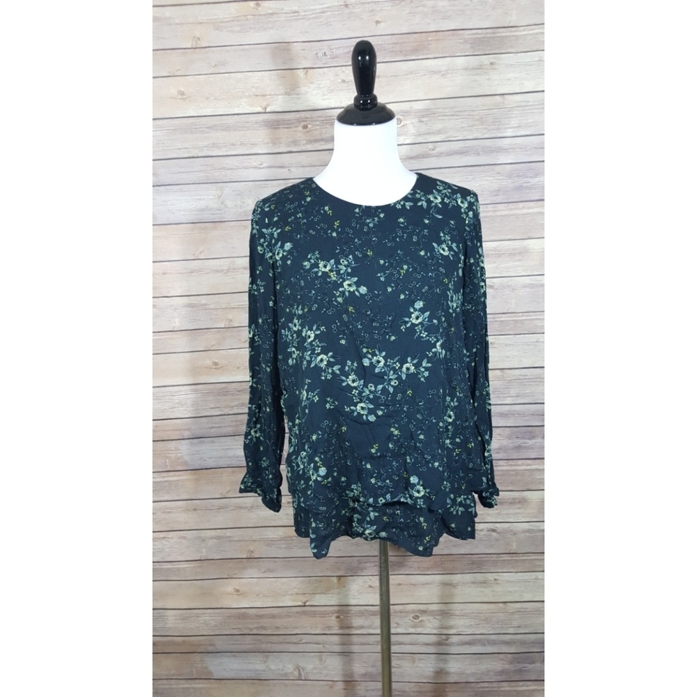 J. Jill  Blue Floral  Layered peasant Top shirt